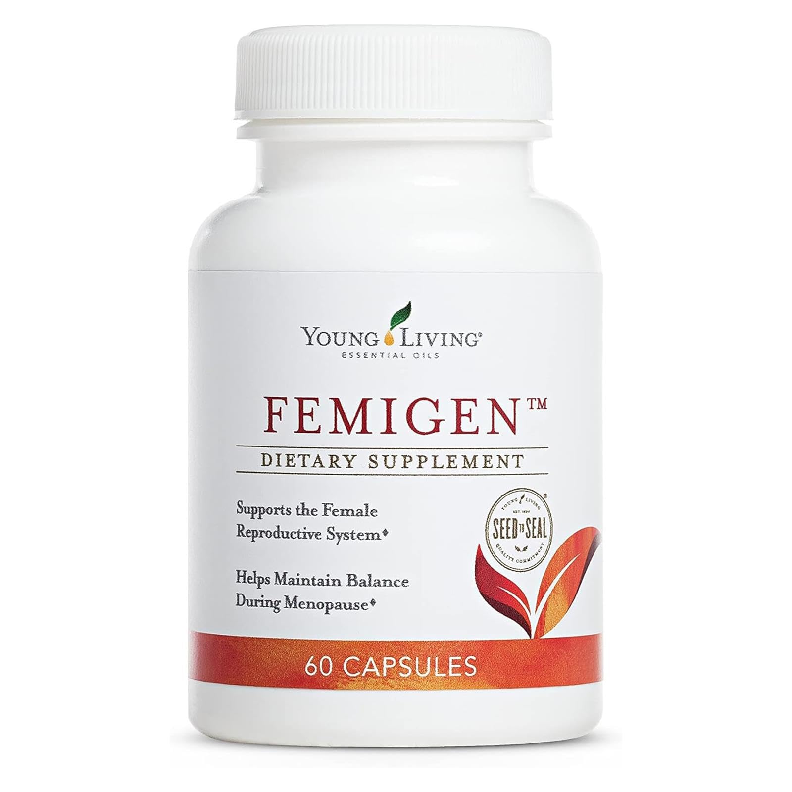 Capsules FemiGen Young Living dans la boîte, rangement pratique.