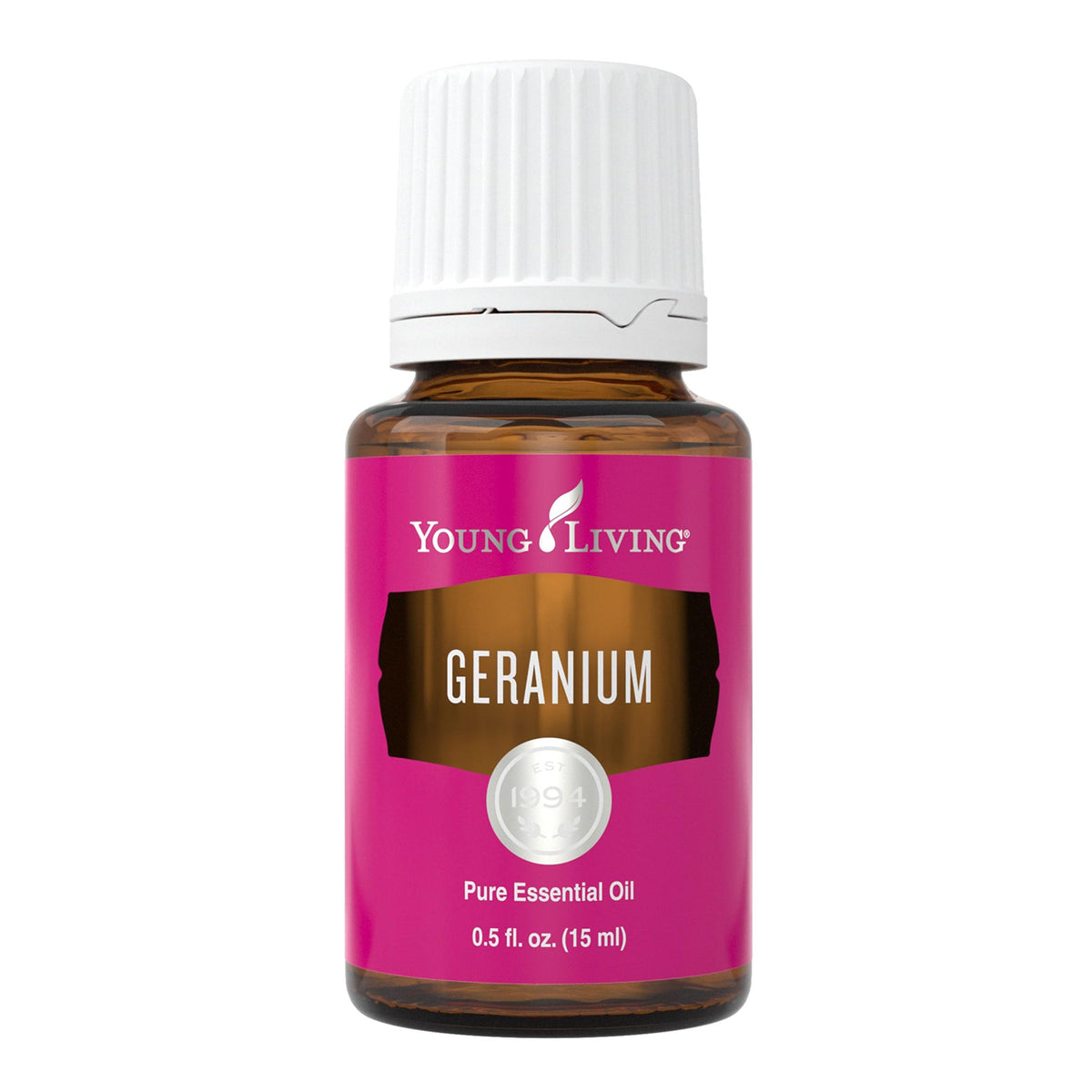 Huile essentielle Géranium Young Living — bouteille 15 ml, parfum frais pour ambiance apaisante.