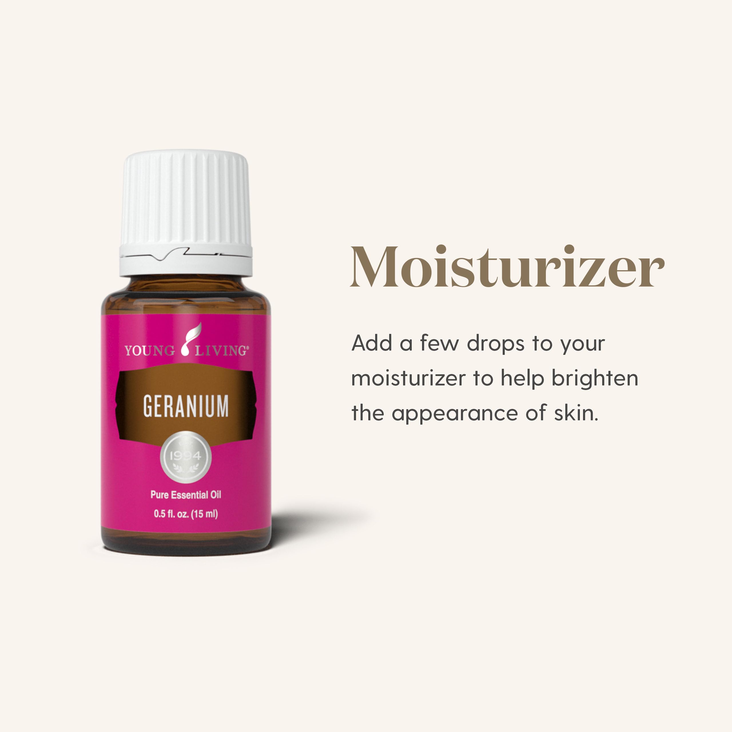 Soin peau Géranium Young Living — intègre douceur et équilibre dans la routine beauté.