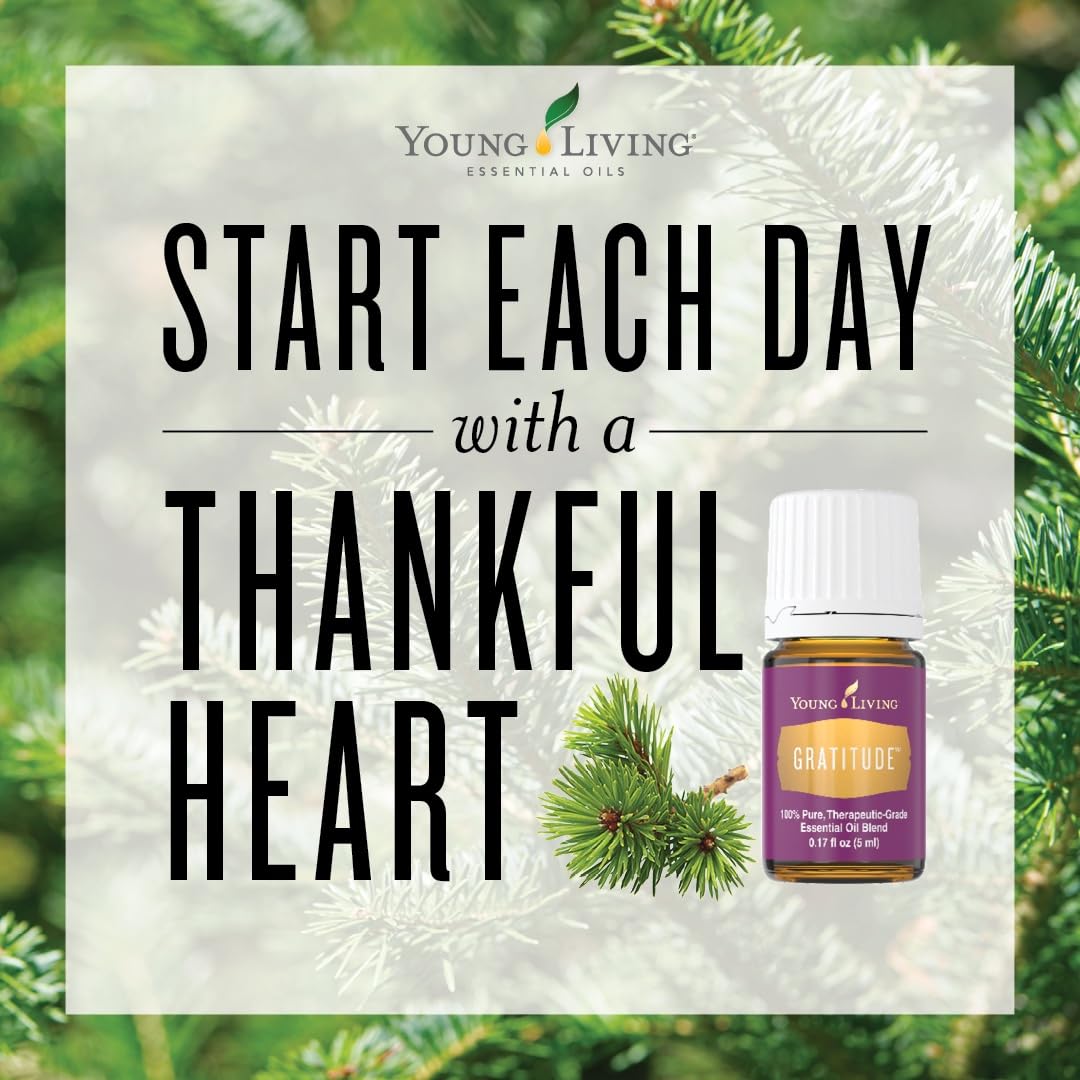 Gratitude Young Living – etiquette du flacon, design naturel et premium