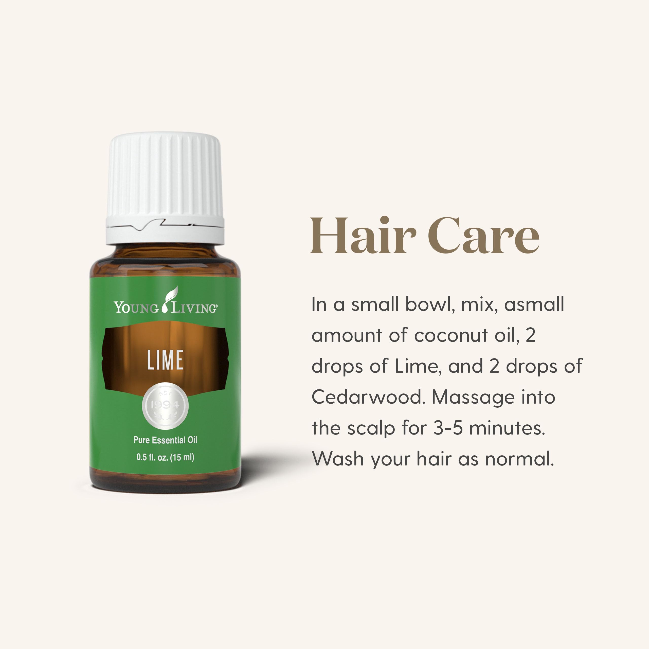 Gouttes déposées sur coton; huile citron vert Young Living pour aromathérapie légère.