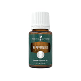 young living huile essentielle menthe poivrée — bouteille prête à utilisation rafraîchissante.