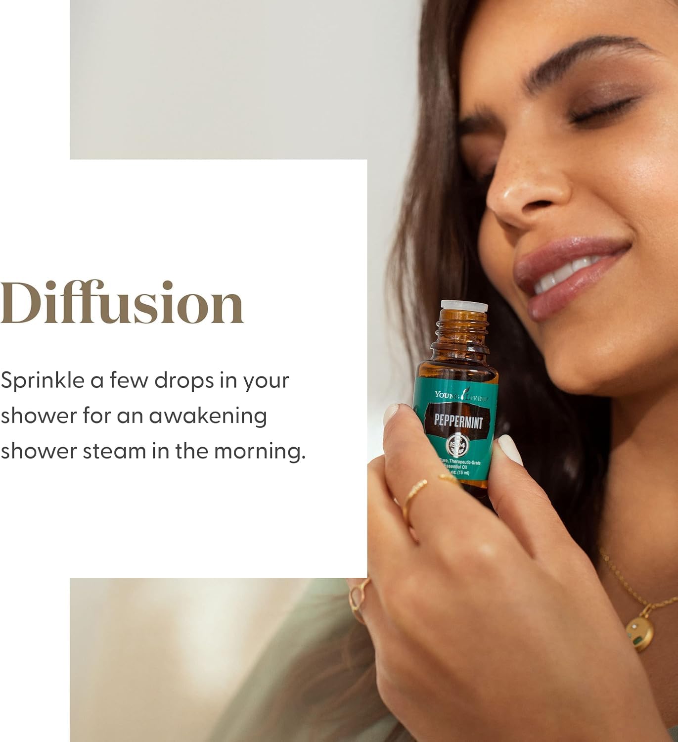 young living menthe poivrée — diffuseur en action, ambiance concentrée et énergisante.