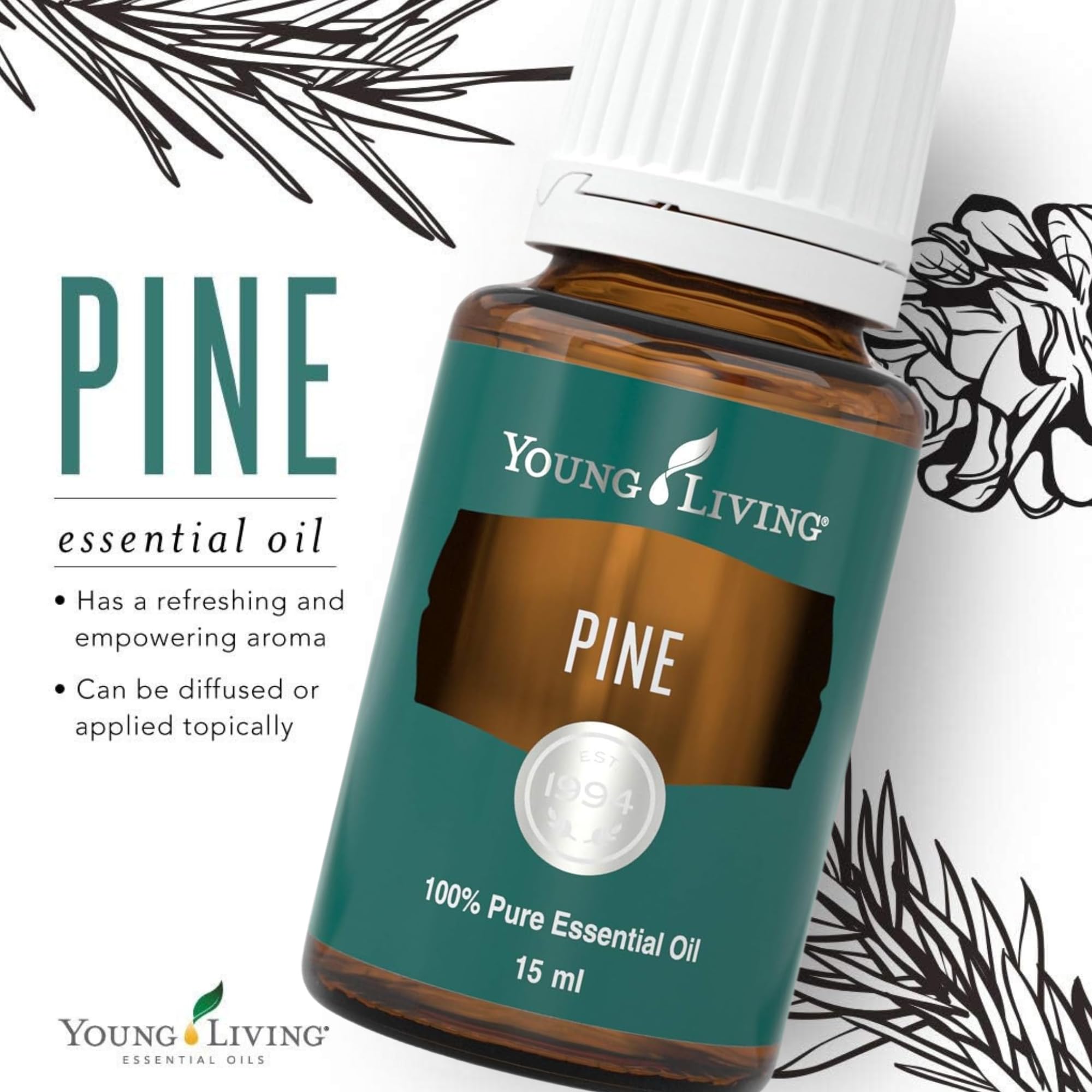 Young Living huile essentielle pin — diffuseur ou inhalation lors de méditation et moment calme.