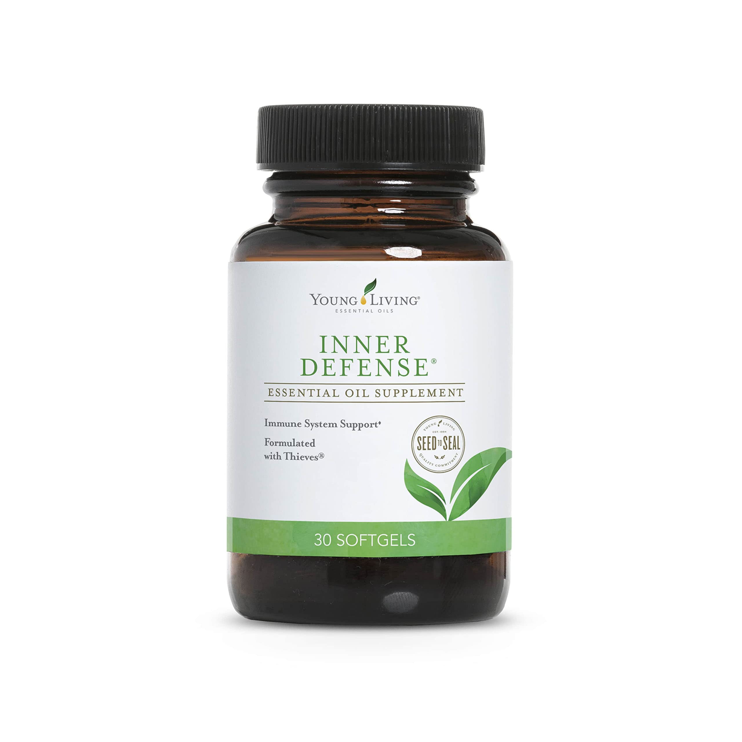 Young Living Inner Defense - bouteille montrant la formule pour un soutien immunitaire quotidien.