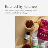 Young Living Inner Defense, gélules alignées prêtes pour une routine quotidienne.