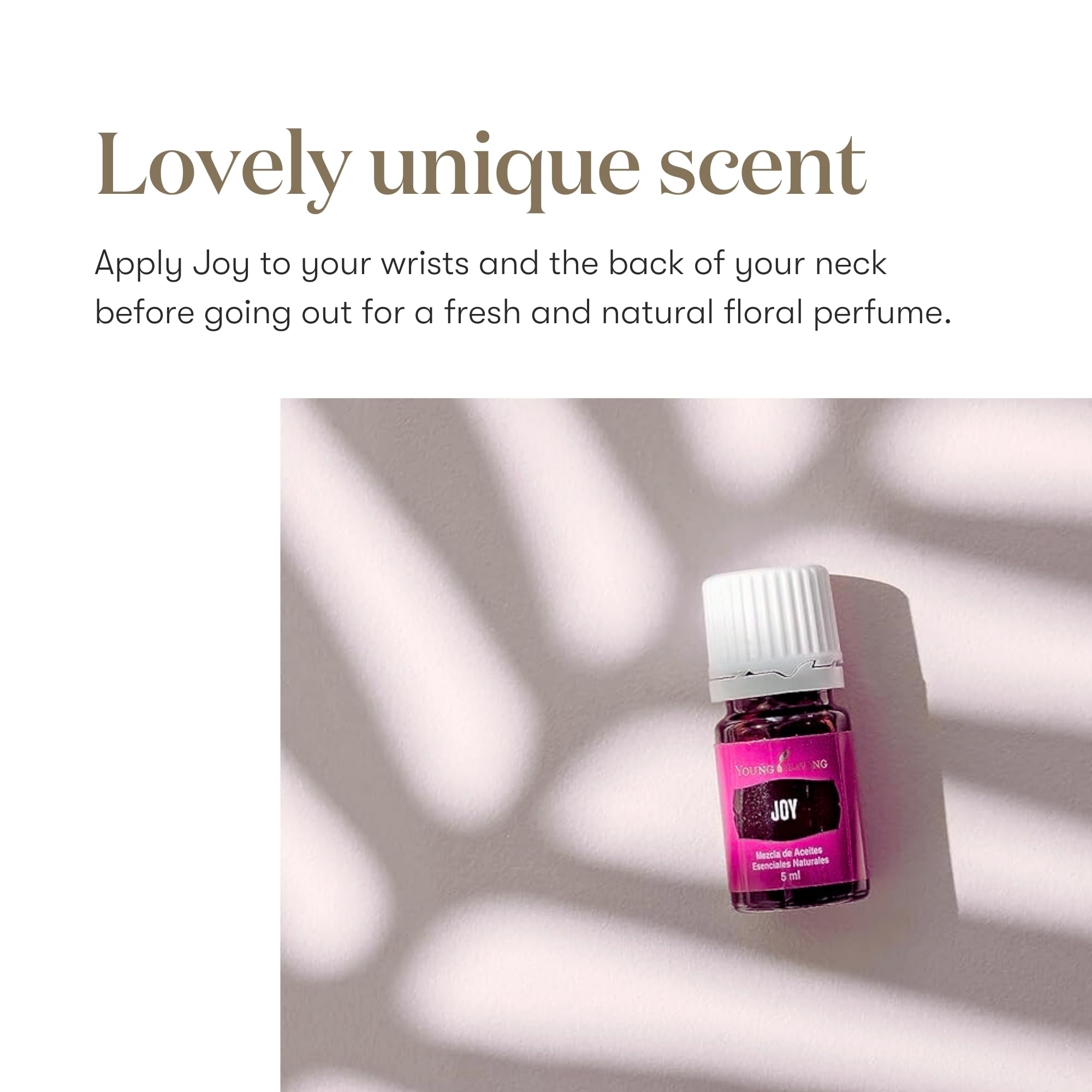 Joy par Young Living, ingredient-seed-to-seal: huile pure issue de fermes responsables.