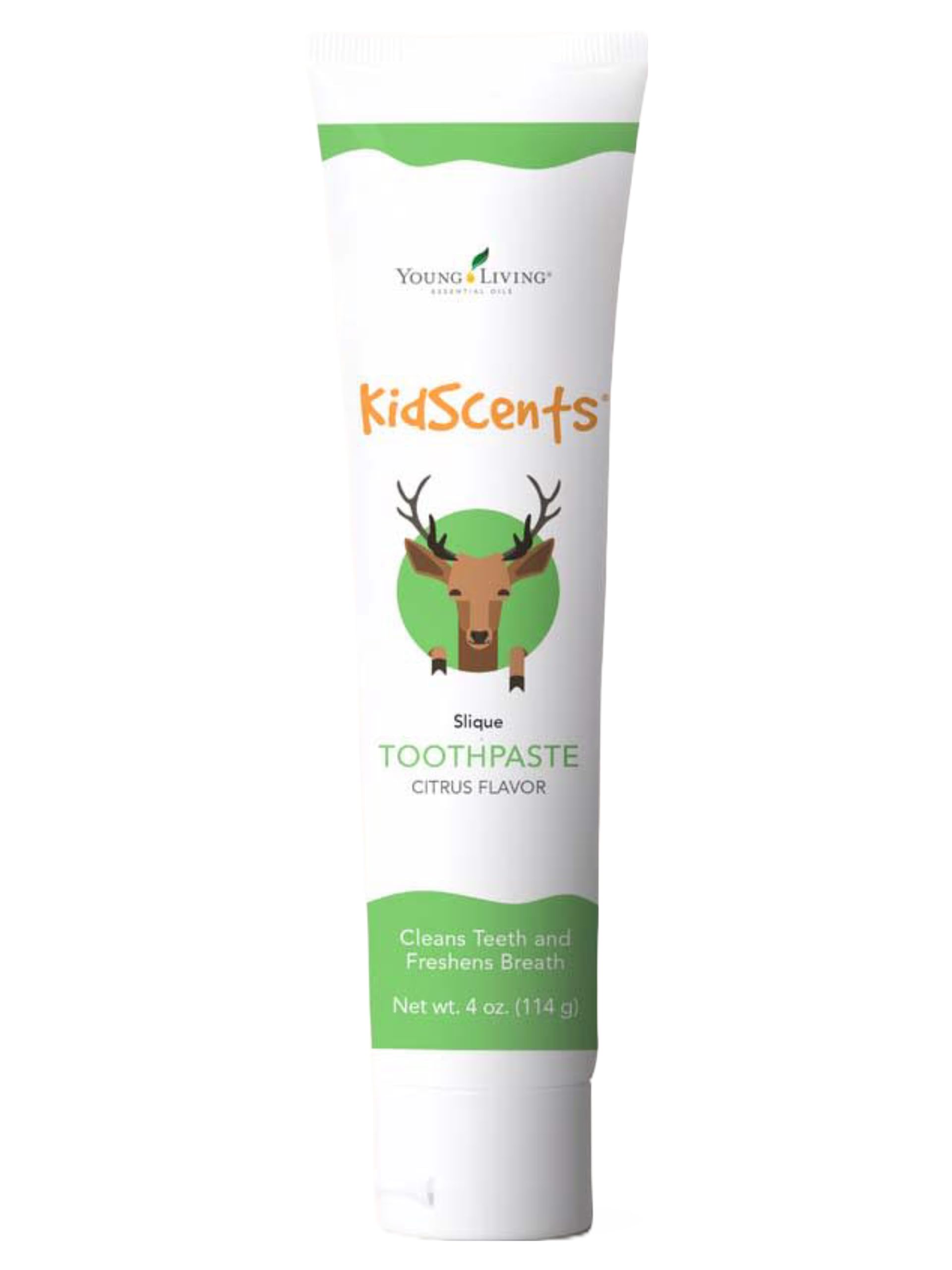 Young Living KidScents Slique, tube dentifrice, soin doux pour dents et gencives.
