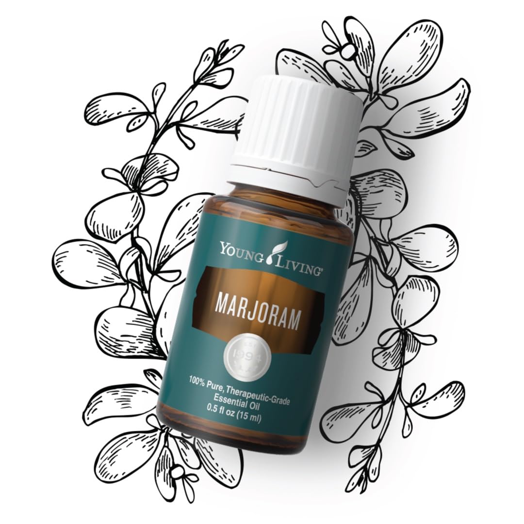 Arôme herbacé marjolaine Young Living évoque bonheur et calme.