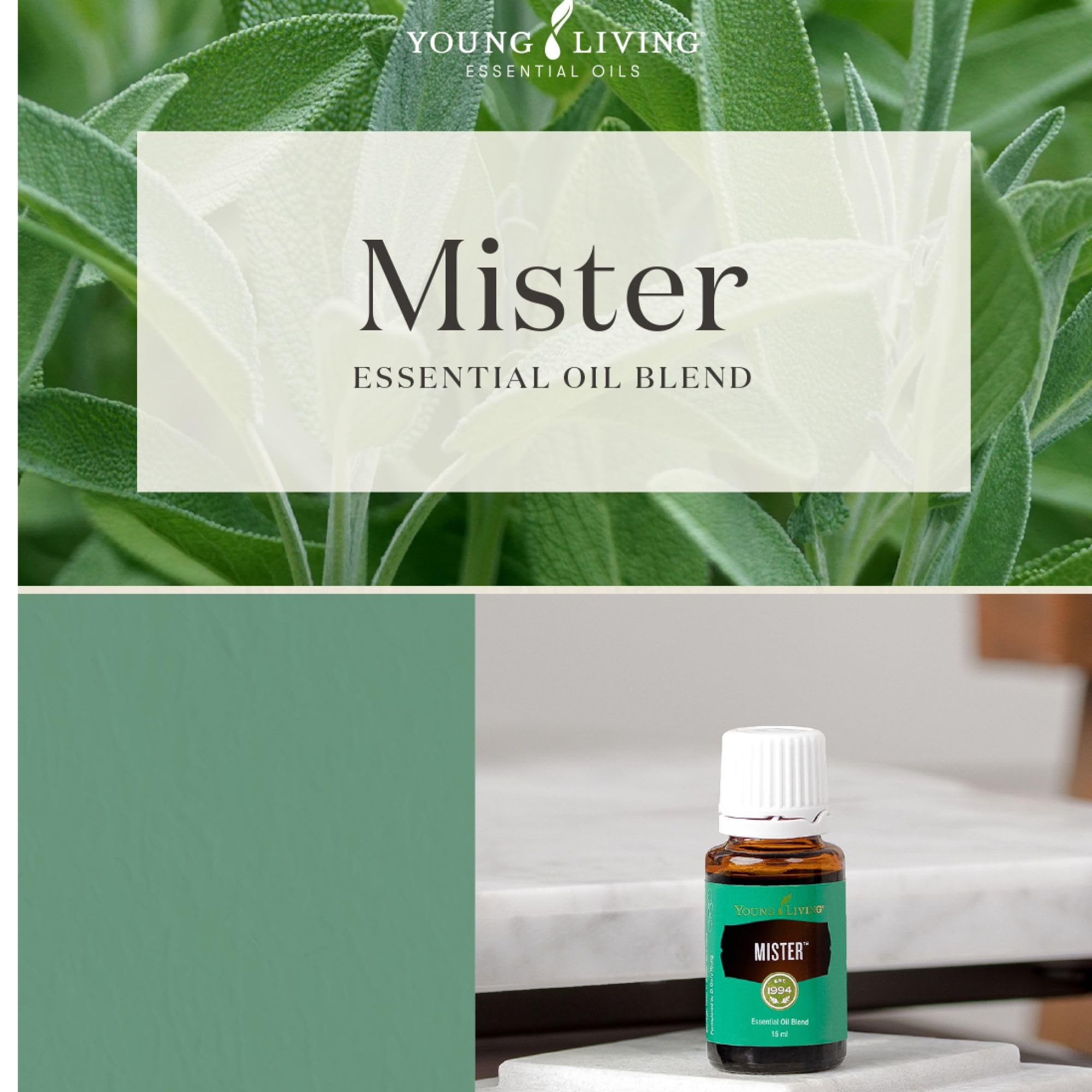 Young Living Mister Premium – diffuseur aromathérapie lavande et sauge pour calme émotionnel.