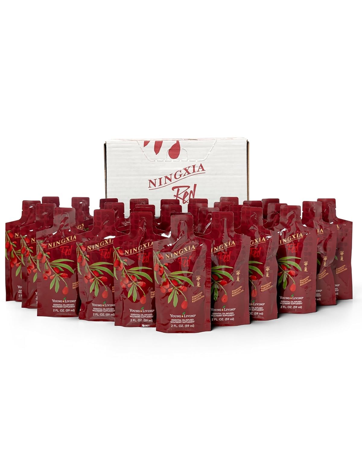 NingXia Red Young Living bouteille versant; pause énergisante pratique.