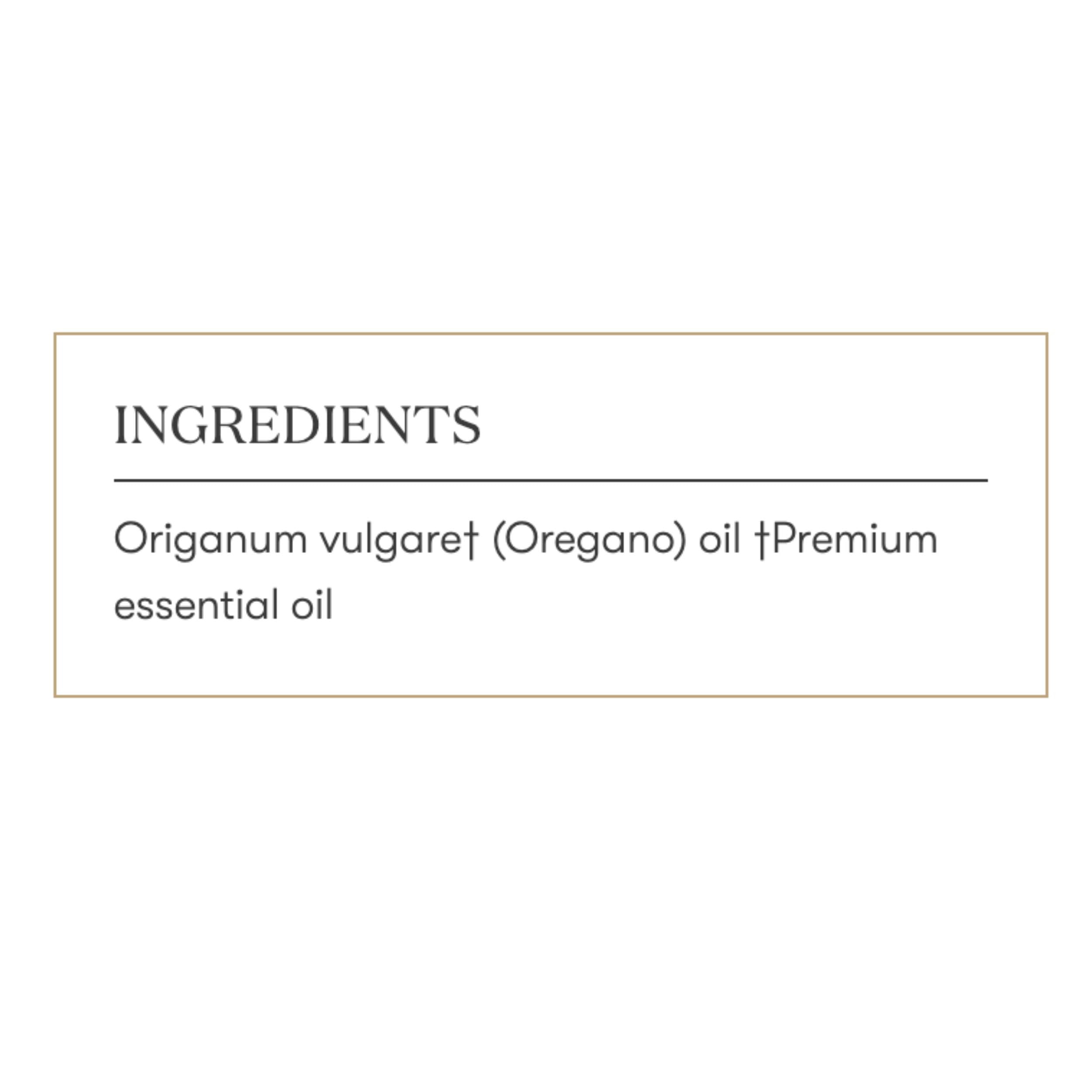 Étiquette claire sur l’emballage Young Living Origan huile essentielle.