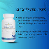 Étiquette ParaFree sur la bouteille Young Living, informations claires et naturelles.