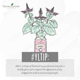 Soin peau Patchouli Young Living, peau visiblement saine et lumineuse.