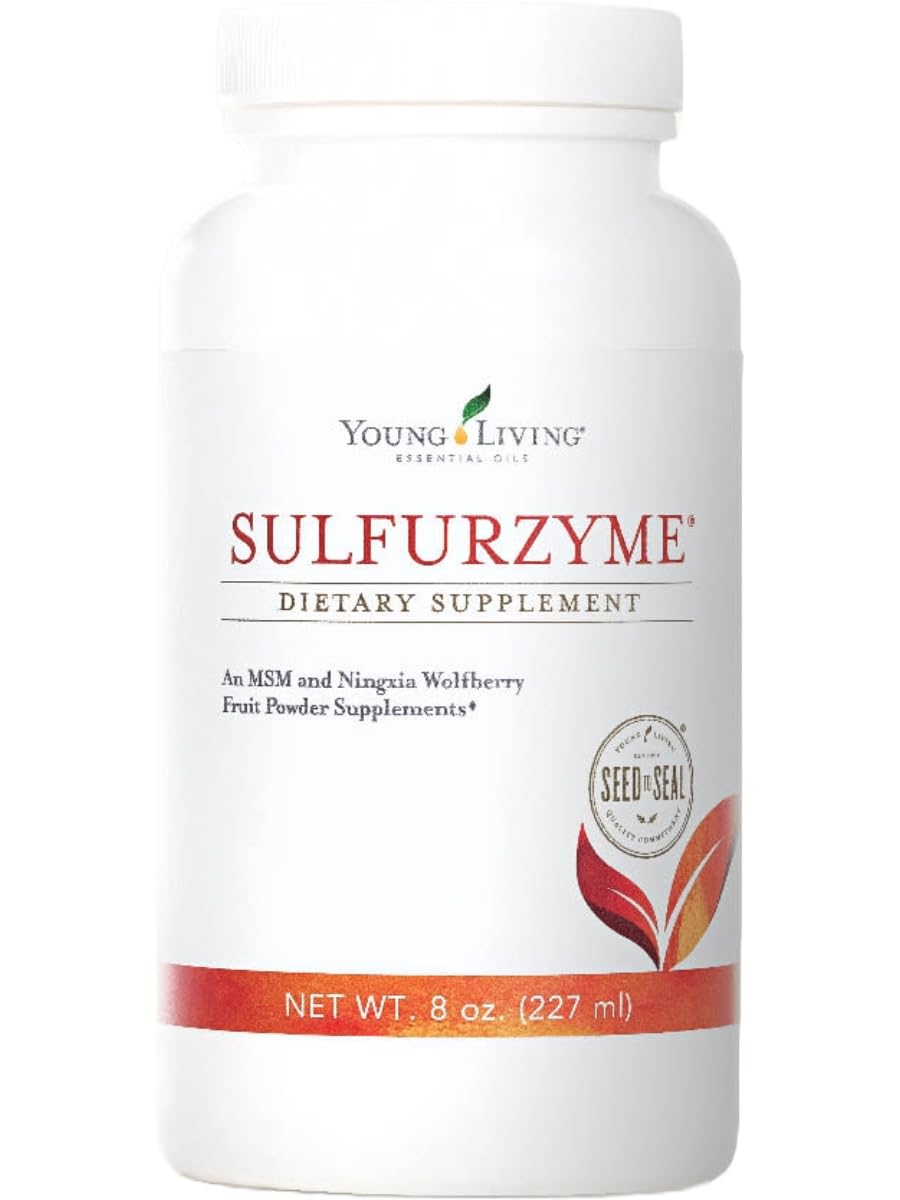 Poudre sulfurzyme de Young Living dans un pot 8 oz, soutien potentiel des articulations.