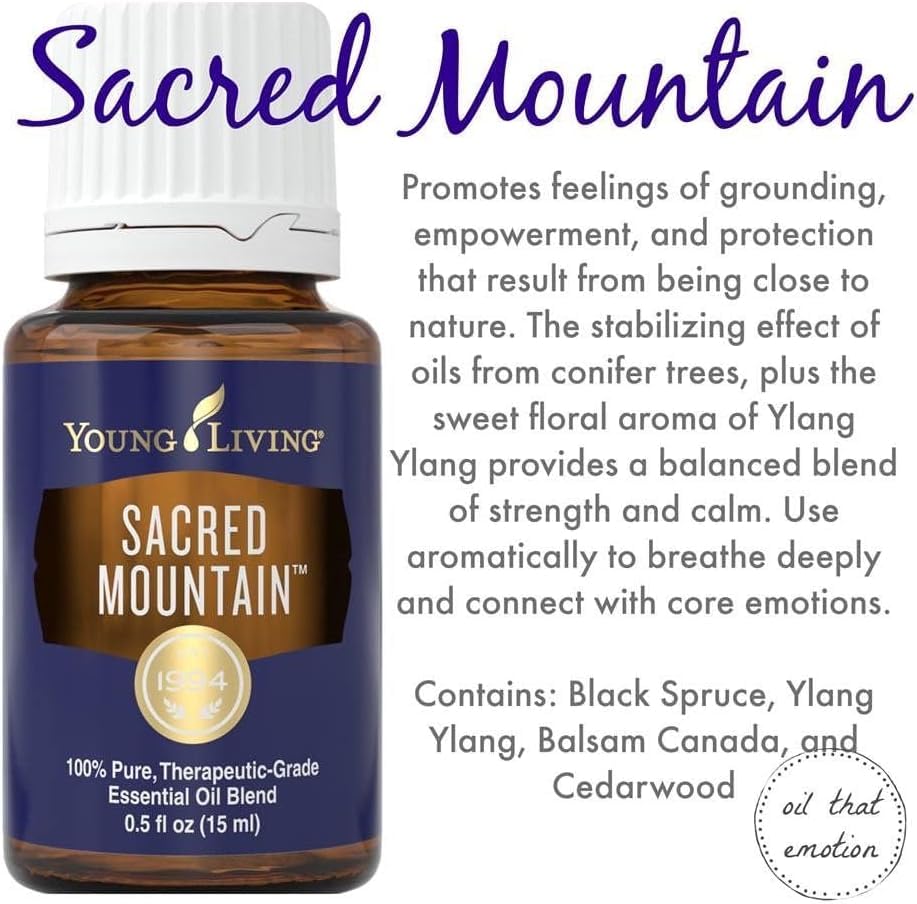 Parfum terreux de Sacred Mountain avec notes sapin et cèdre pour relaxation.