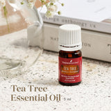 Young Living Tea Tree, huile pure prête à l’emploi, étiquette nette.
