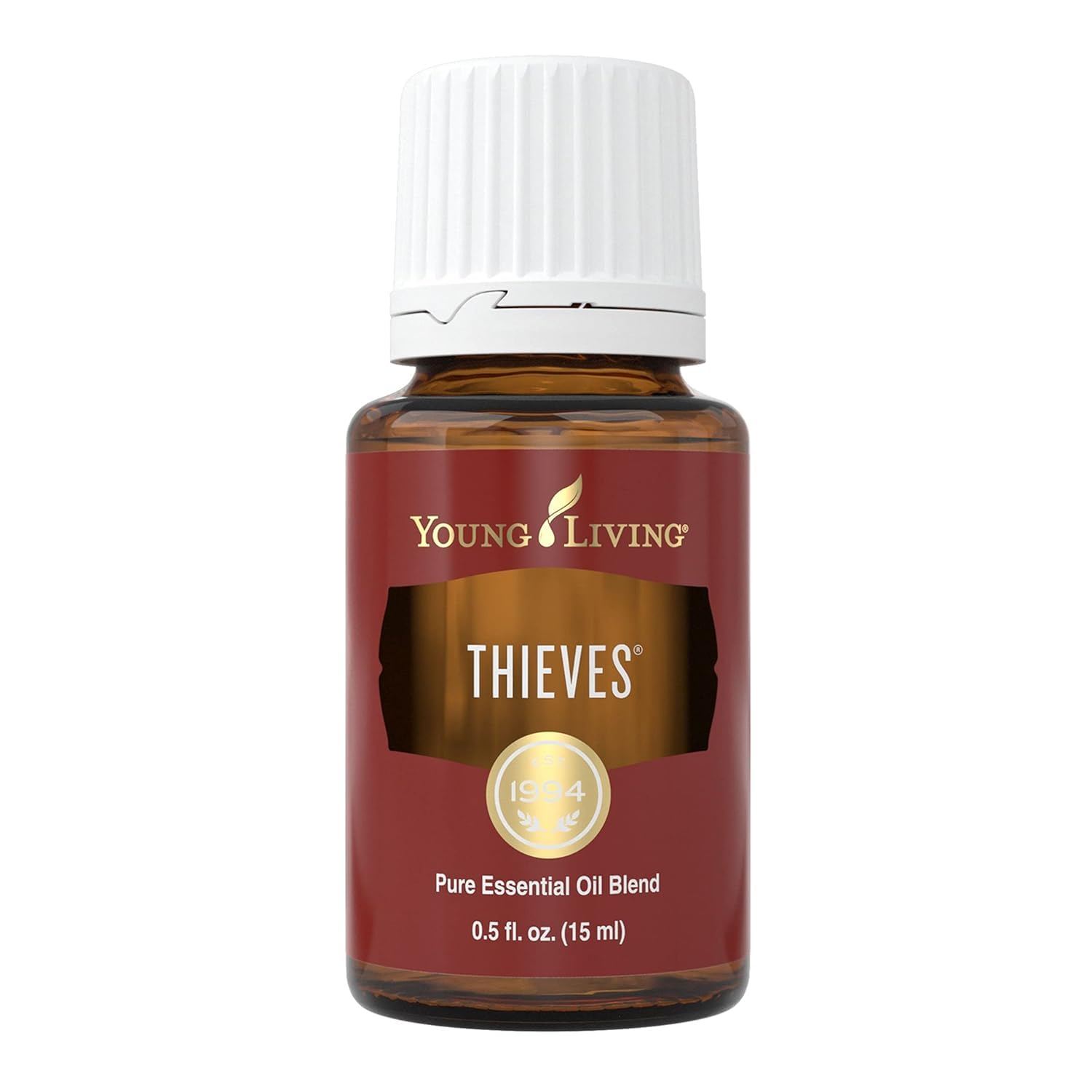 Bouteille Young Living Thieves 15 ml prête pour l’usage quotidien.
