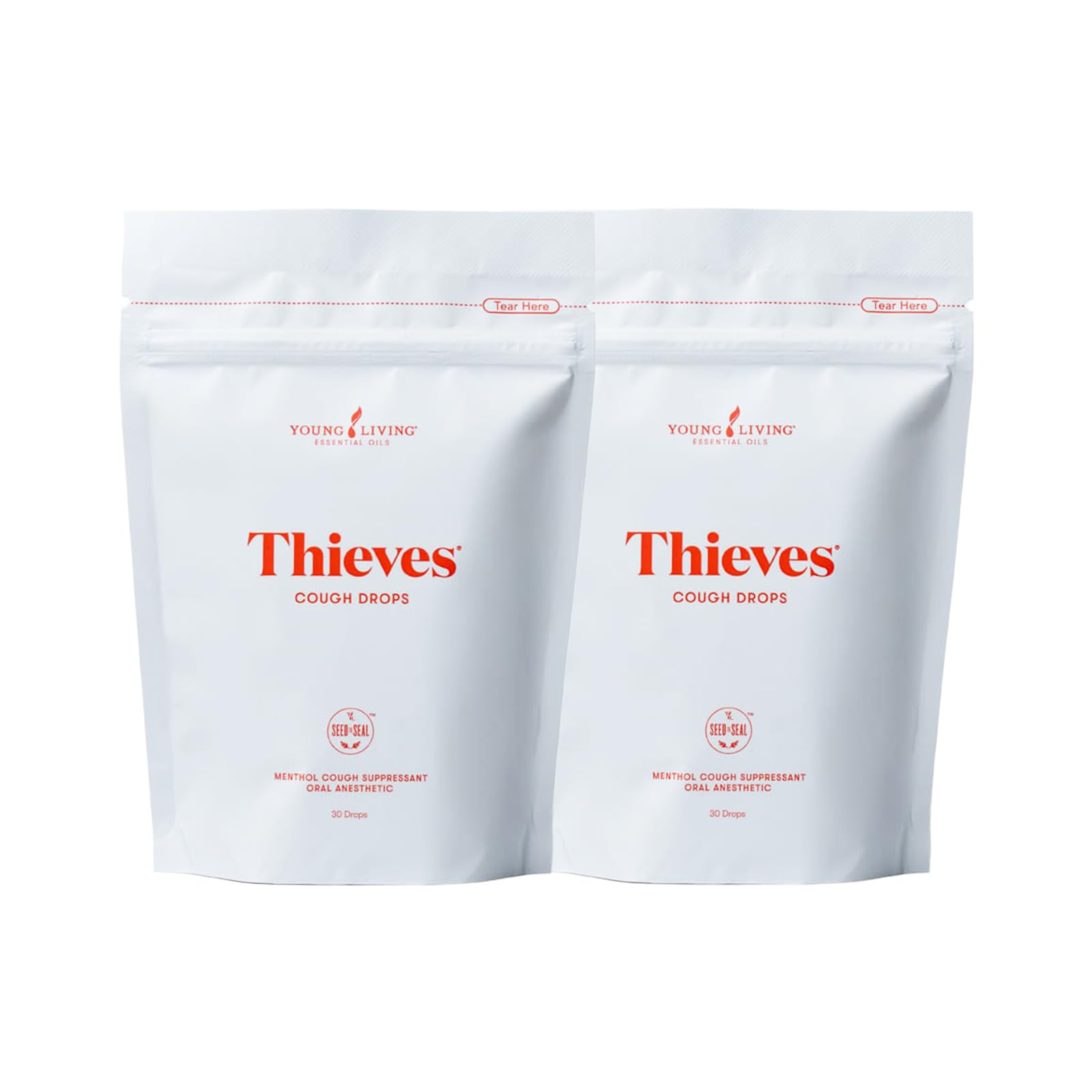 Young Living Thieves pastilles, boîte compacte, pratique en déplacement pour soulager la gorge.