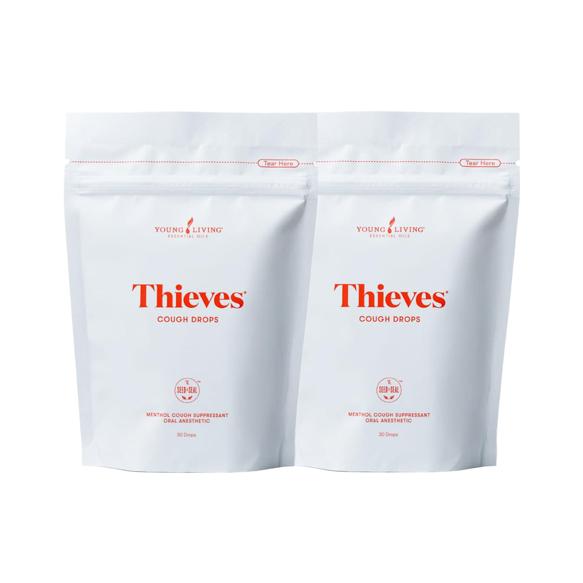 Young Living Thieves pastilles, boîte compacte, pratique en déplacement pour soulager la gorge.