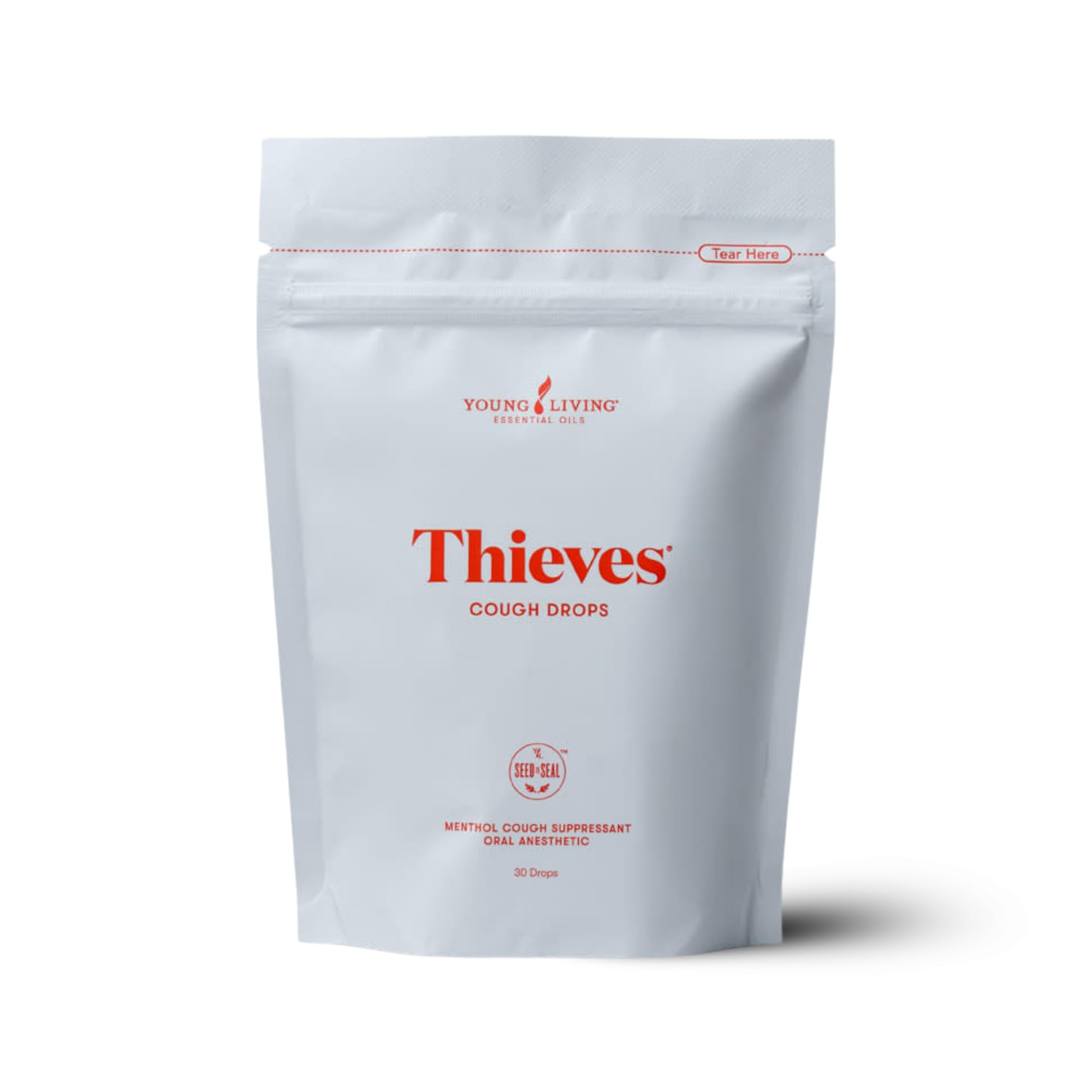 Pastilles Young Living Thieves dans l’emballage, apaisent la gorge et rafraîchissent l’haleine.