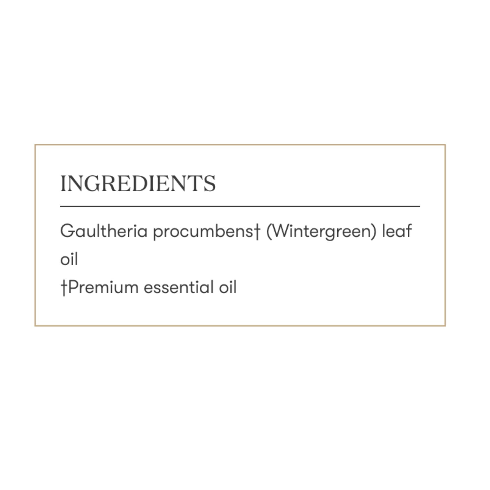 Emballage Wintergreen Young Living, étiquette claire et bouchon