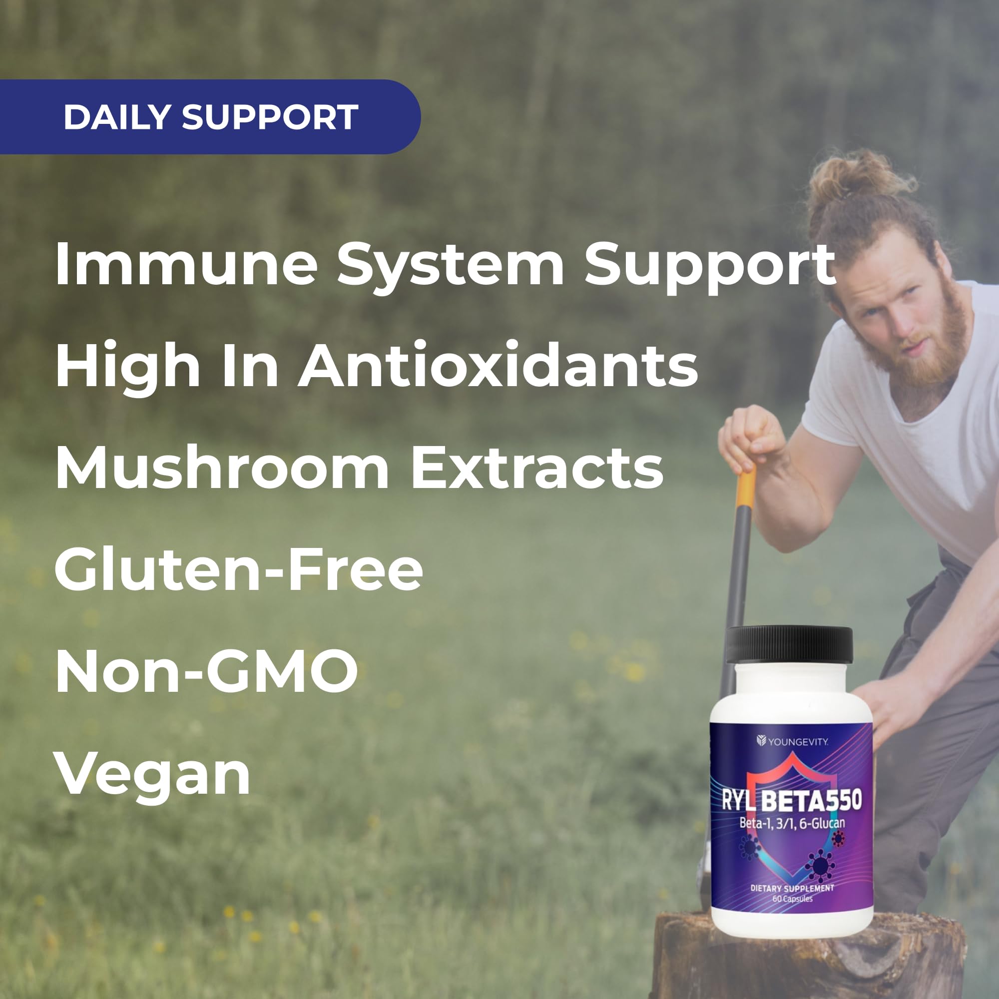 Emballage Youngevity Beta550 prêt à l’emploi.