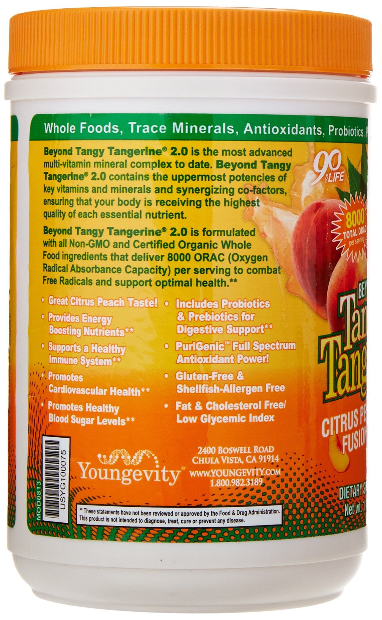 Youngevity Beyond Tangy Tangerine 2.0, prébiotiques et probiotiques, soutien digestif.