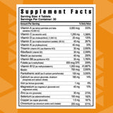 Étiquette Youngevity Beyond Tangy Tangerine affichant les ingrédients.