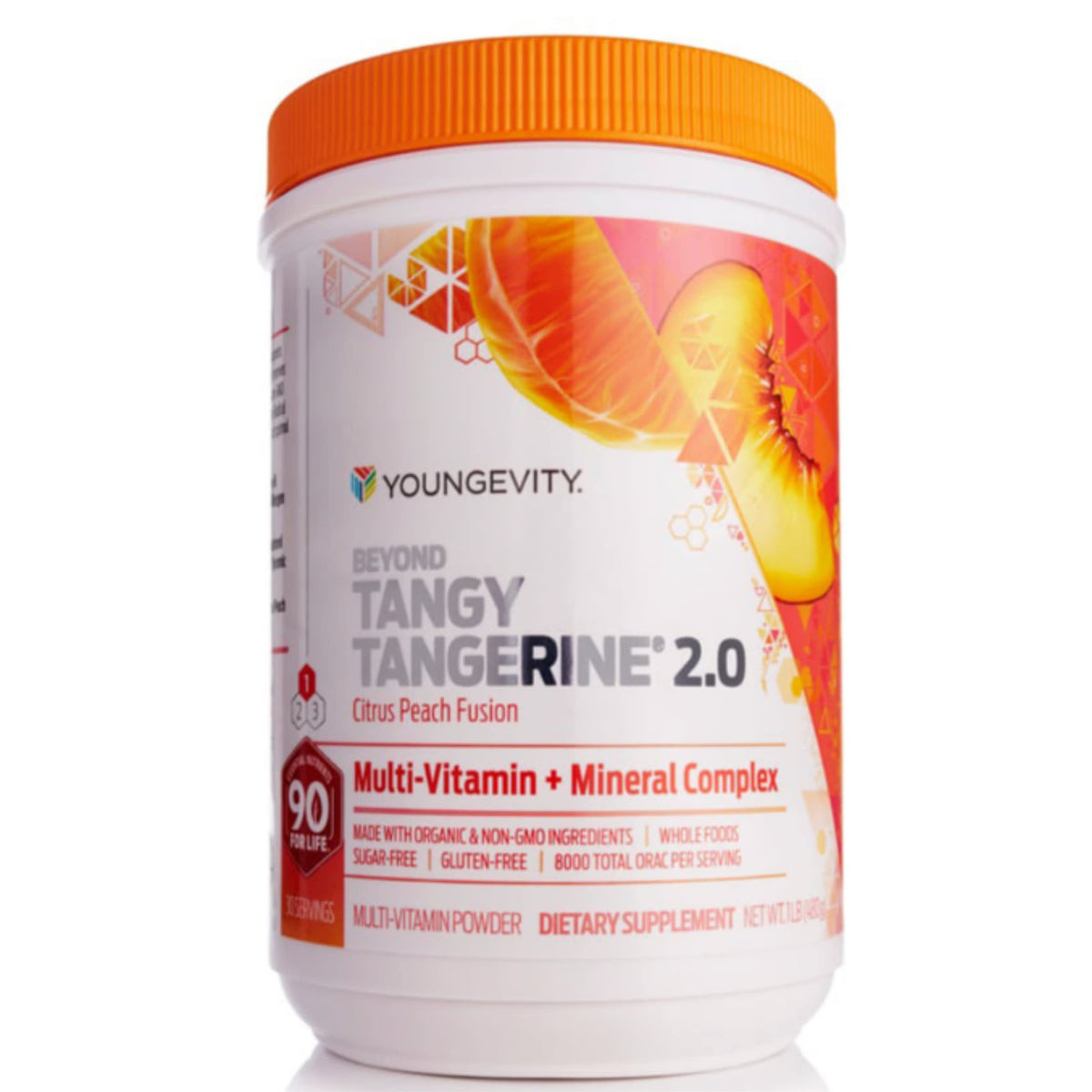 Youngevity Beyond Tangy Tangerine 2.0 Citrus Peach Bouteille soutient l'énergie quotidienne.