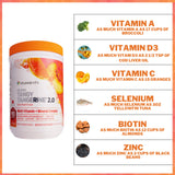 Youngevity Beyond Tangy Tangerine 2.0 Tableau Nutritionnel met en évidence les nutriments.