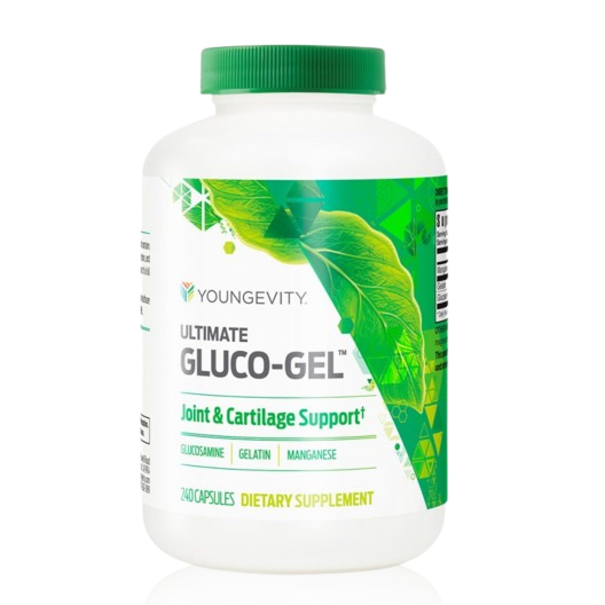Gluco-Gel Youngevity en bouteille, prise pratique pour le soutien des articulations.
