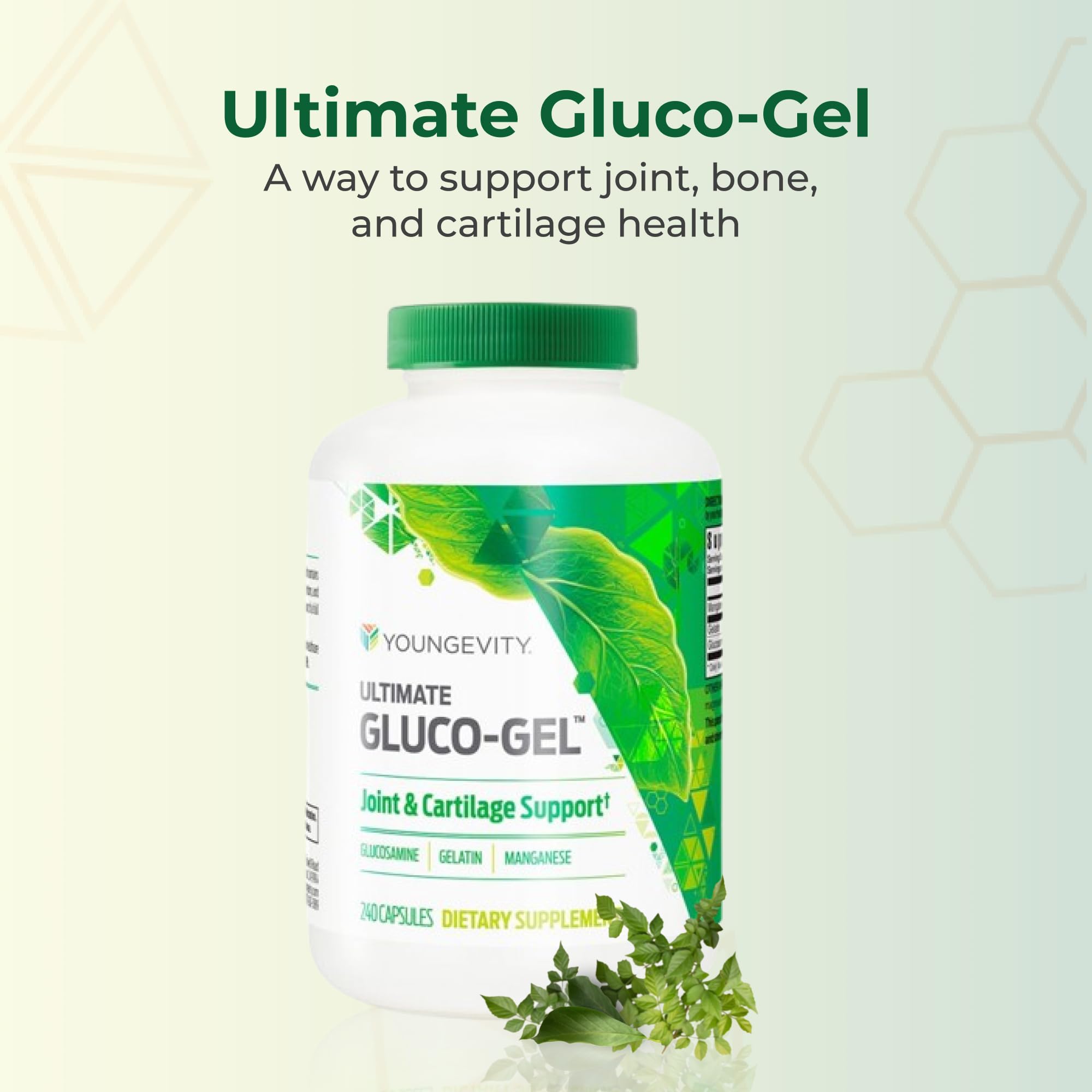 Capsules Youngevity Gluco-Gel faciles à avaler, pour soutenir tendons et cartilage.