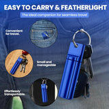 YourRx porte-pilules clef bleu: design élégant et accessoire de voyage utile.