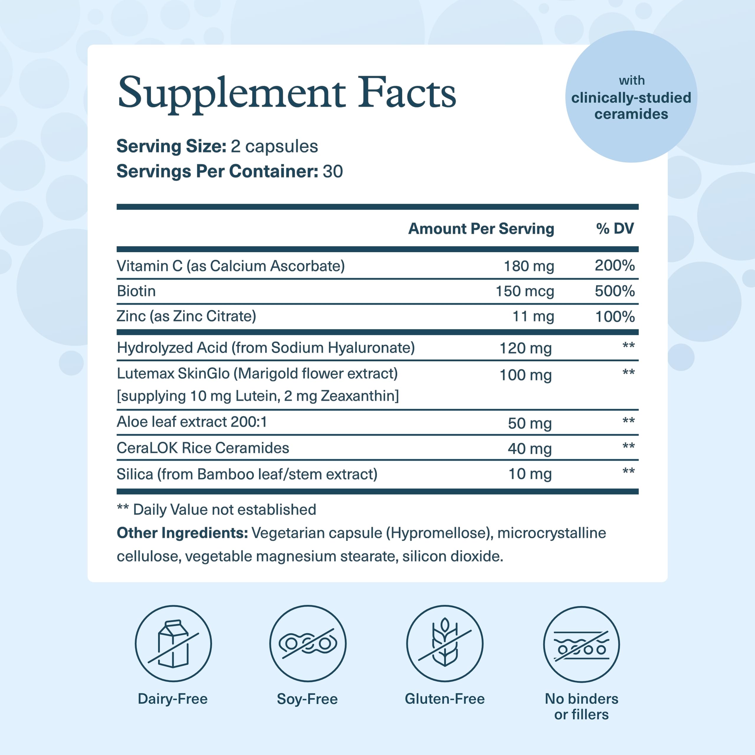 Capsules Youtheory Hyaluronic Plus prêtes à être prises quotidiennement.