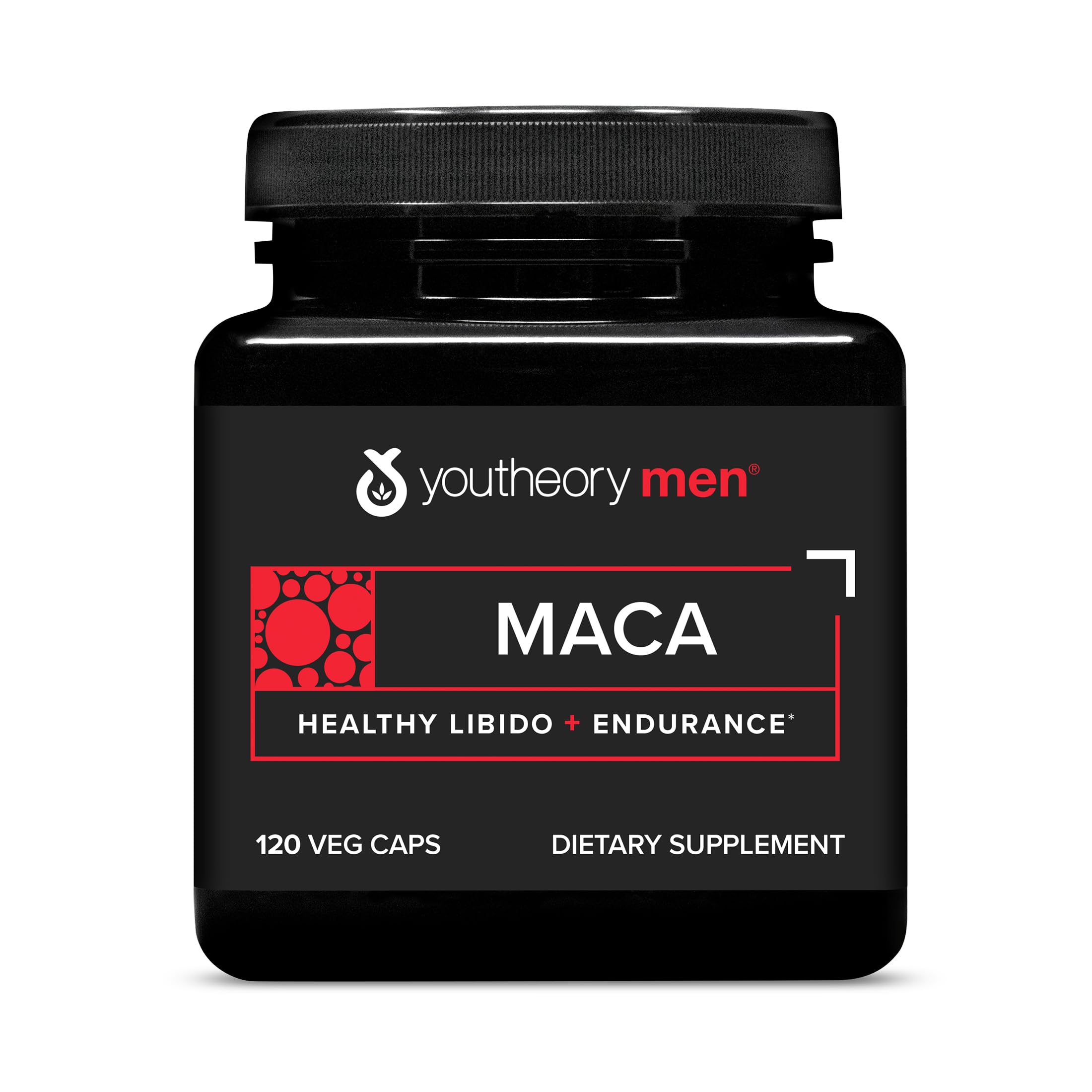 Bouteille Youtheory Maca pour homme, énergie durable et équilibre.