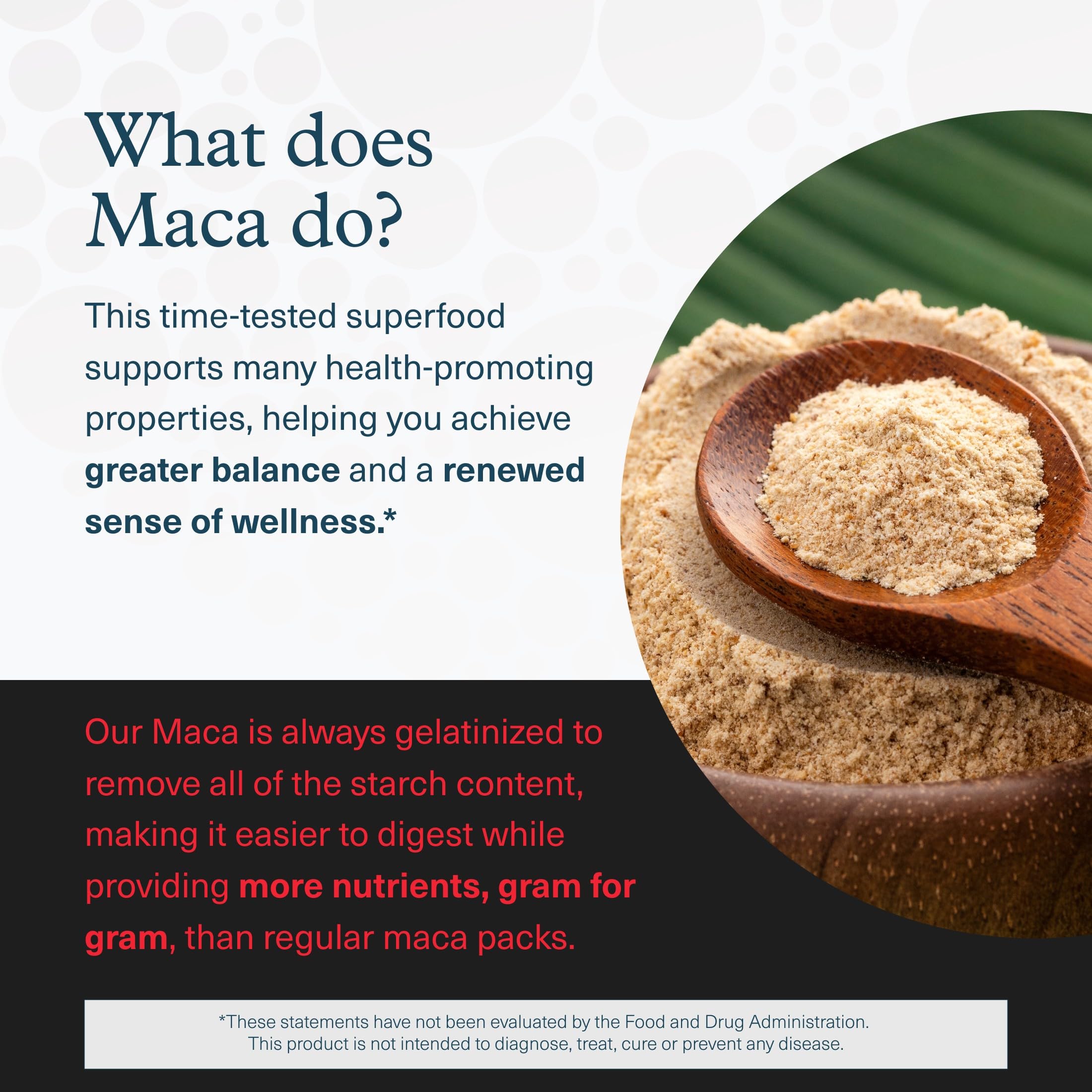 Racine de maca et plante associée dans la formulation.