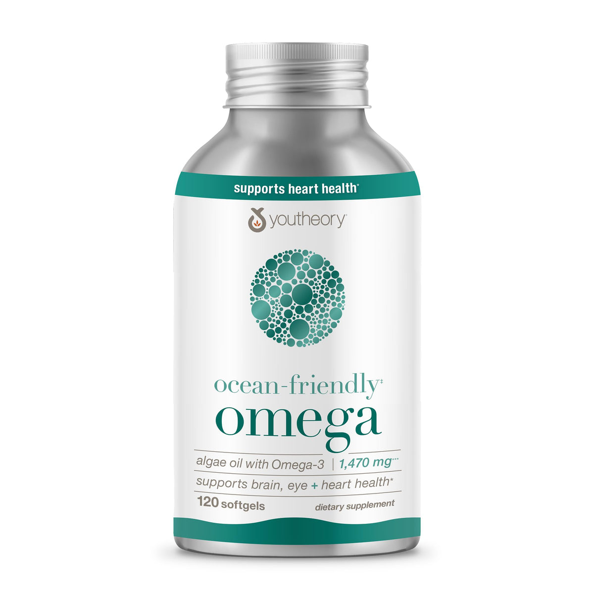 Youtheory Ocean-Friendly Omega, boite aluminium, gelules molles faciles a prendre