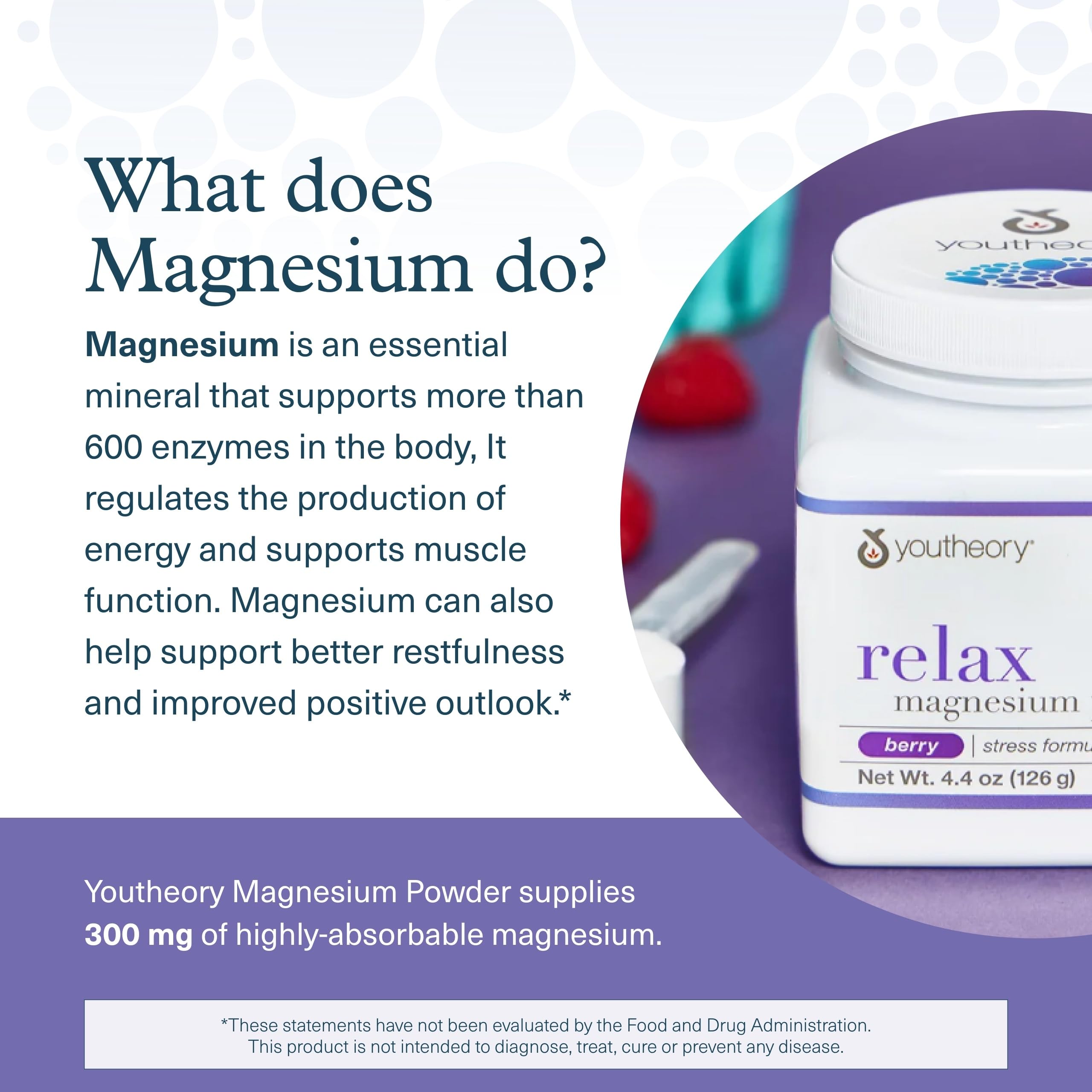 Doseur et cuillère Youtheory Relax Magnesium pour mesurer facilement.