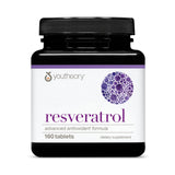 Youtheory Resveratrol dans une bouteille compacte prête à emporter.