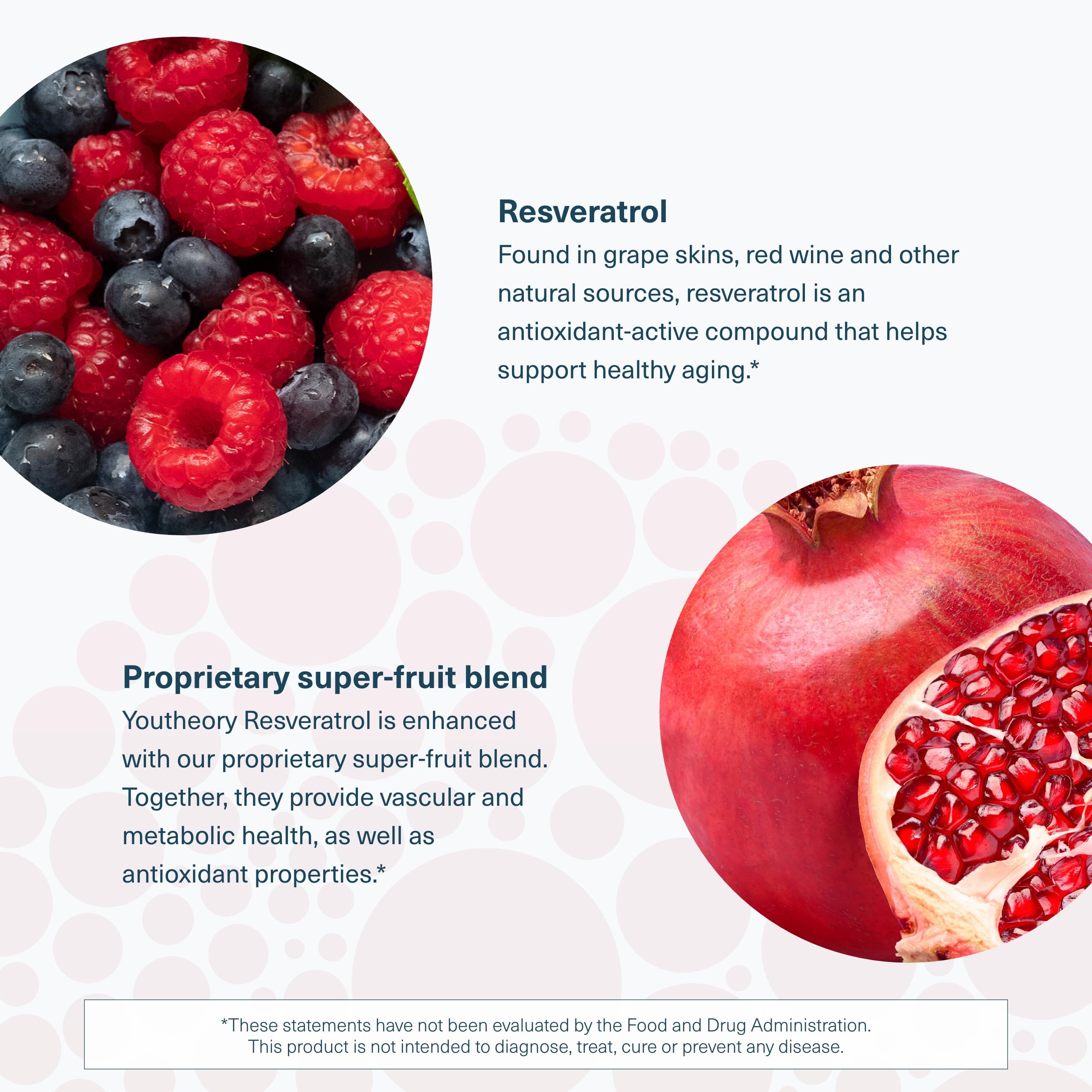 Youtheory Resveratrol: raisins et flacon évoquant l'origine naturelle.