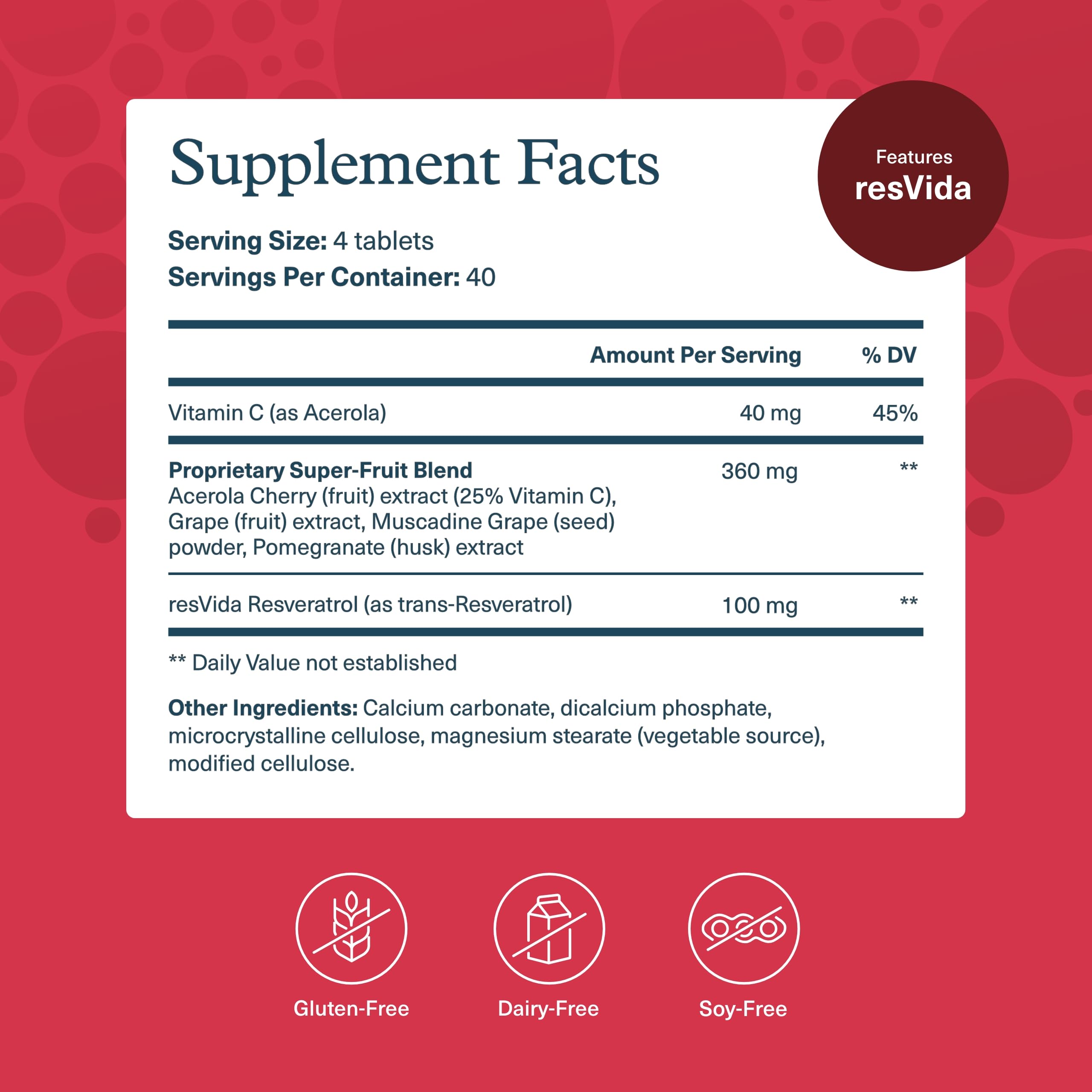 Tablettes Youtheory Resveratrol faciles à avaler au quotidien.