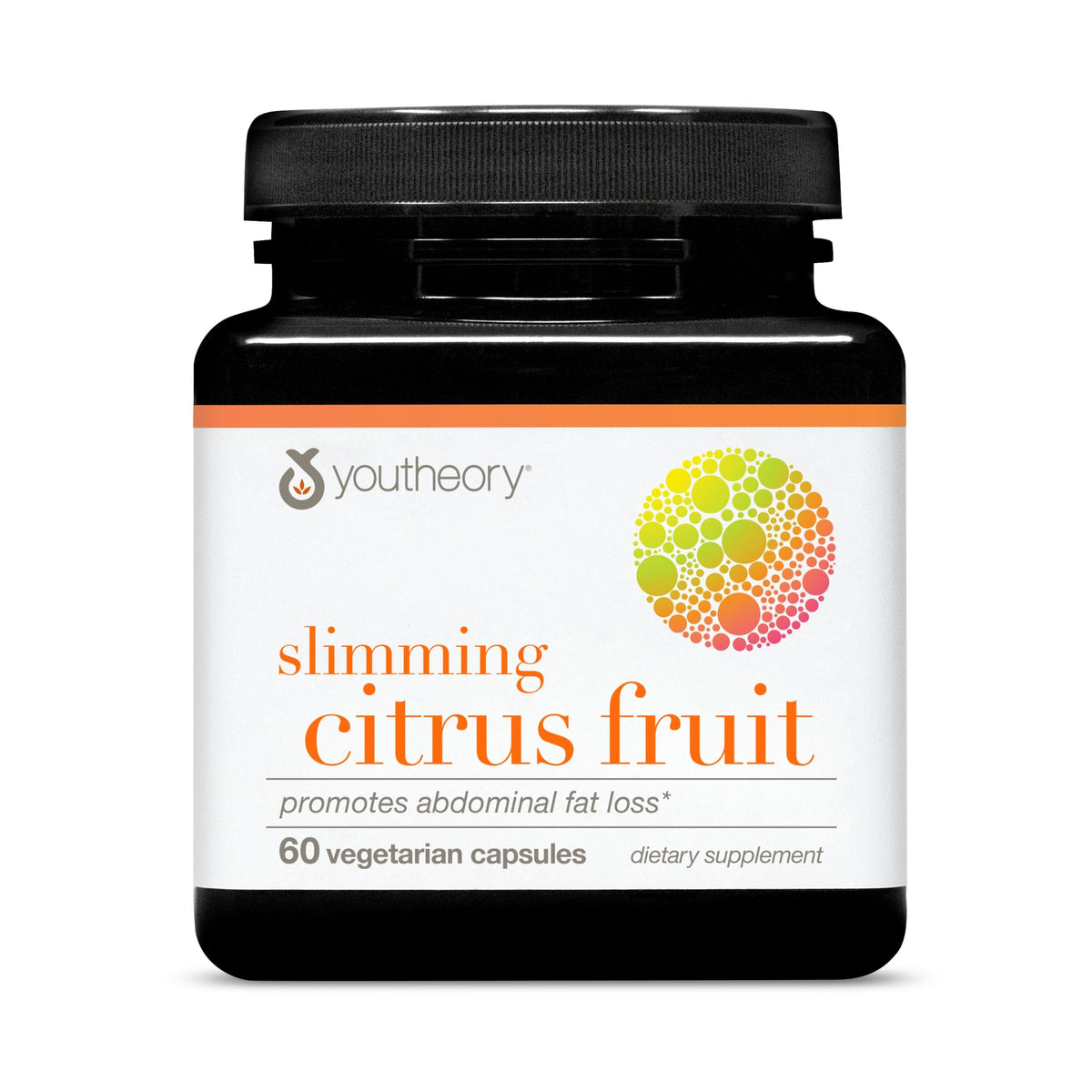 Gélules Youtheory Slimming Citrus Fruit dans le flacon, faciles à prendre.