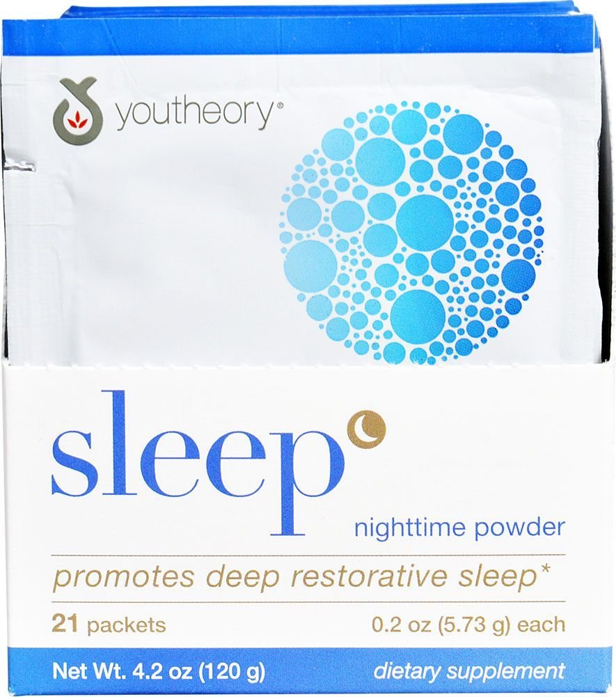 Youtheory Sommeil Poudre emballage 21 paquets, pratique pour une routine nocturne relaxante