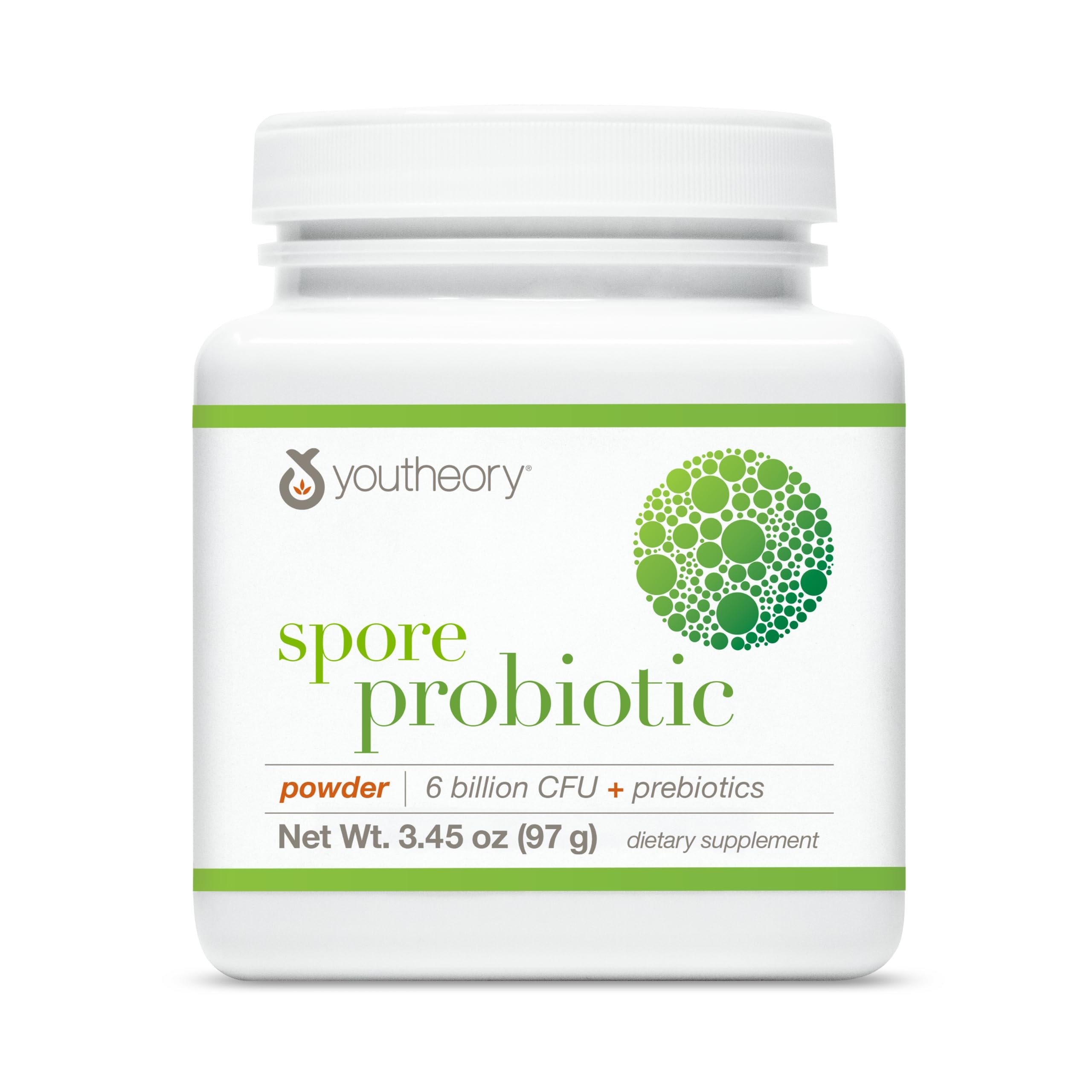 Youtheory Spore Probiotic — emballage visible, prêt à l’emploi pour soutenir la routine digestive.