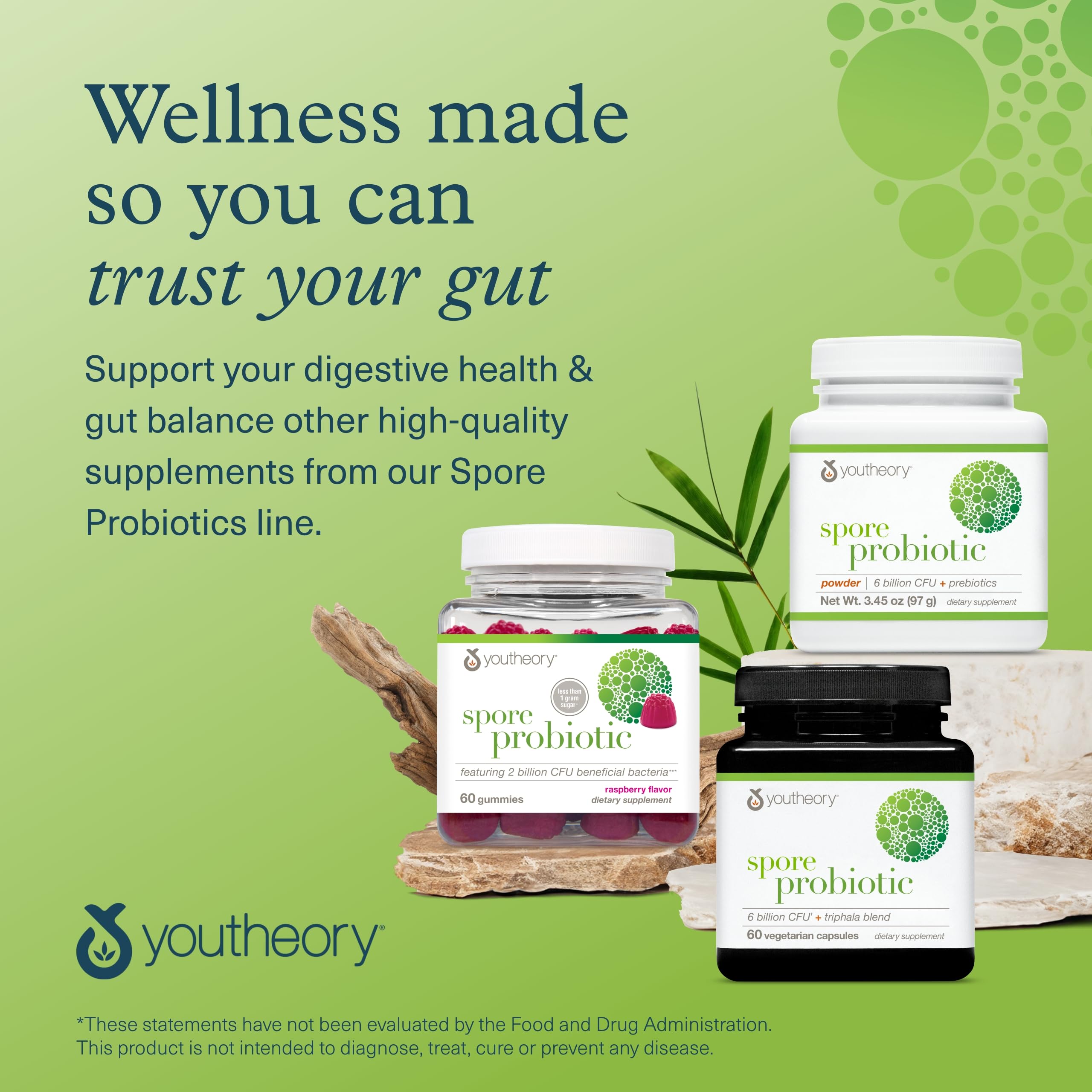 Youtheory Spore Probiotic — emballage clair et expérience agréable pour une utilisation régulière.