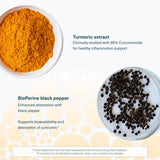 Capsules végétariennes Youtheory Turmeric Extra Strength adaptées aux régimes sans allergènes.