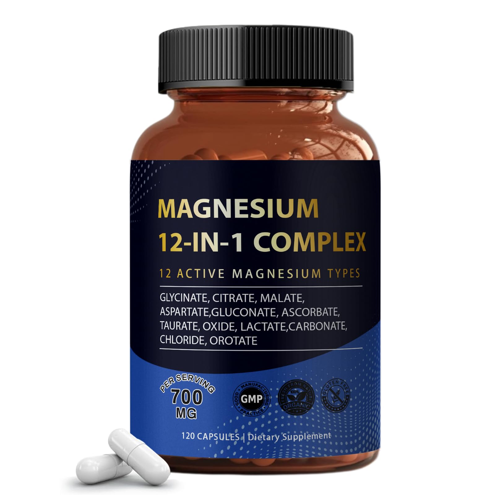 YPRYPR Puravita Magnésium Complex boîtier avec 120 capsules, utilisation quotidienne