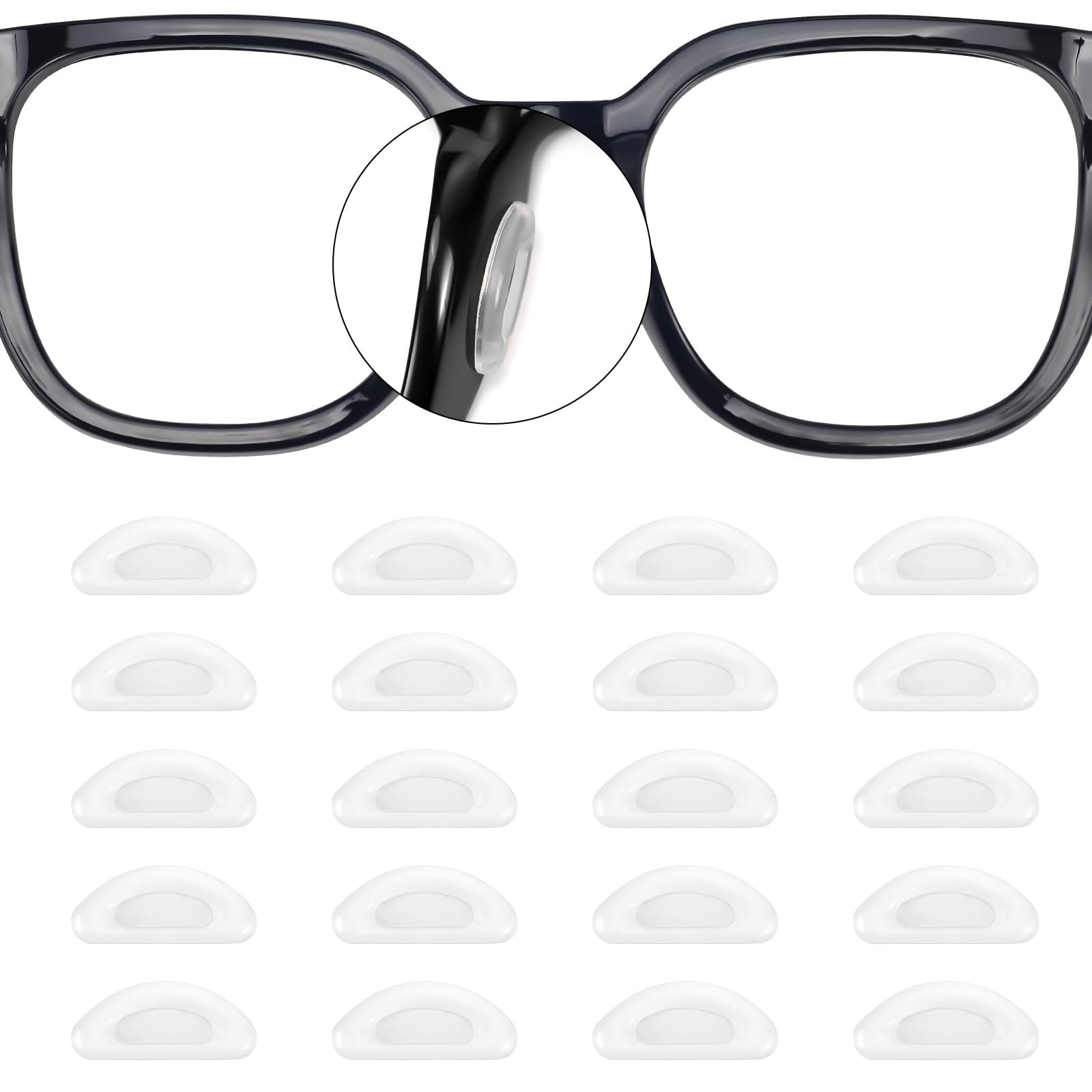 YR coussinets nez silicone transparents pour lunettes, confort discret.
