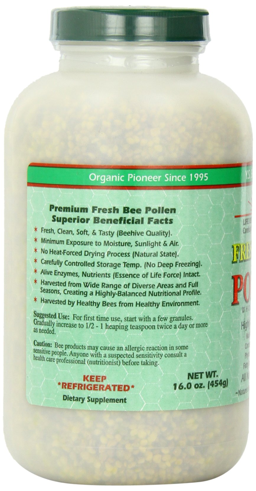 Cuillère doseuse avec pollen granulés YS Eco Bee Farms, ajout pratique.